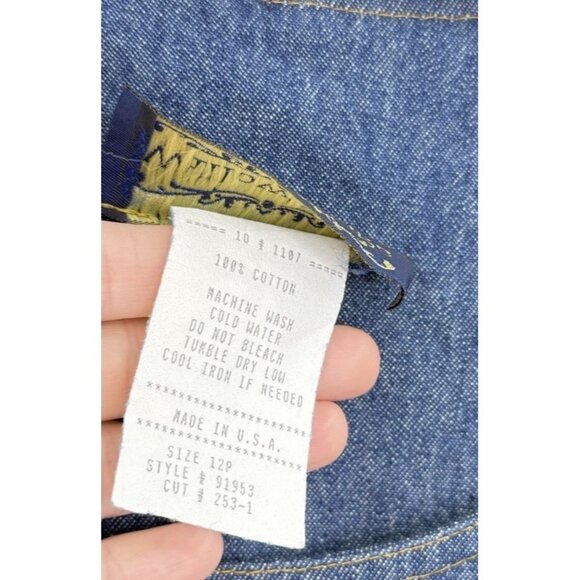 Vtg Deadstock Artisan 100% Cotton Maxi Denim Dress Blue Sz 12P Countrycore Basic - Picture 4 of 9